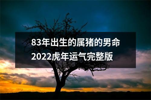 83年出生的属猪的男命2022虎年运气完整版