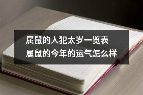 属鼠的人犯太岁一览表属鼠的今年的运气怎么样