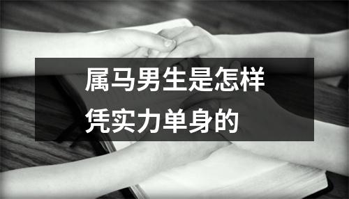 属马男生是怎样凭实力单身的