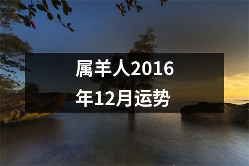 属羊人2016年12月运势