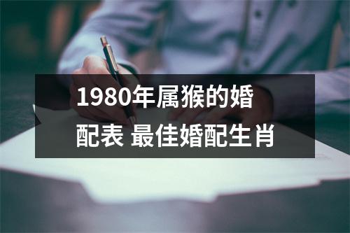 1980年属猴的婚配表佳婚配生肖